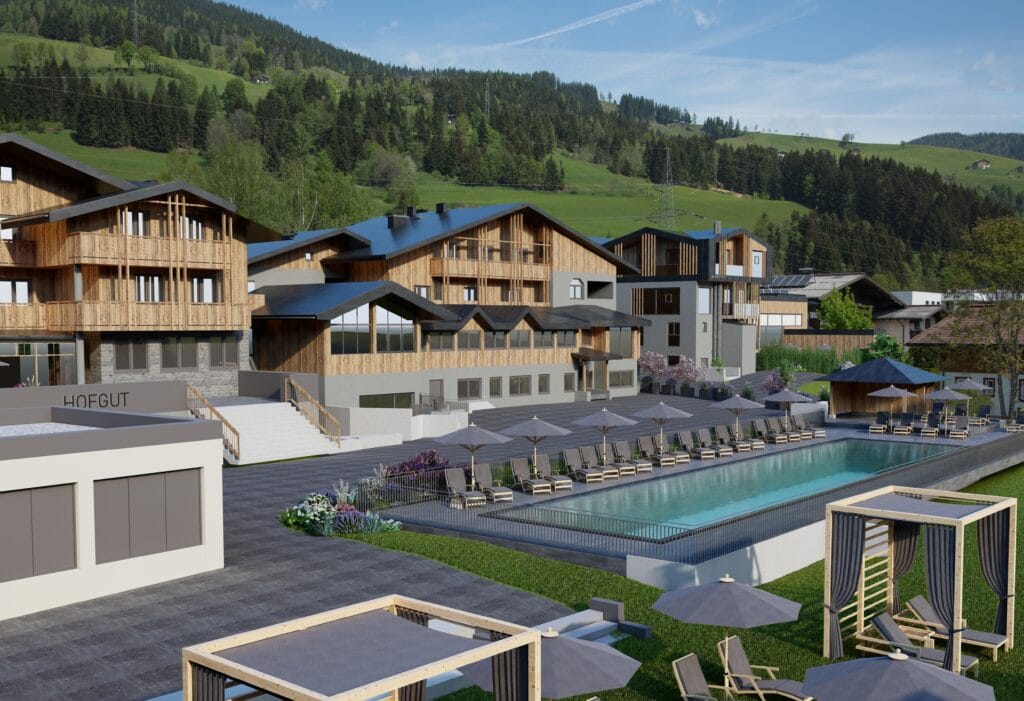 04.Hofgut-apartment-lifestyle-resort-wagrain-in-und-outdoorpools-sportbecken-blick-resort klein