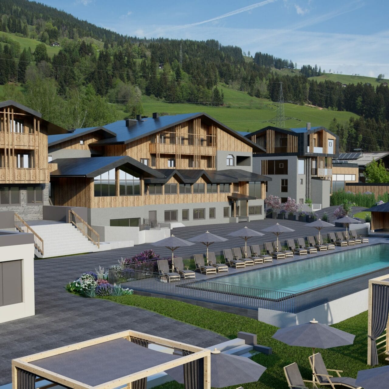 04.Hofgut-apartment-lifestyle-resort-wagrain-in-und-outdoorpools-sportbecken-blick-resort klein