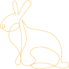 Line art drawing of an Easter bunny - a cheerful symbol of Easter, spring and childlike joy.