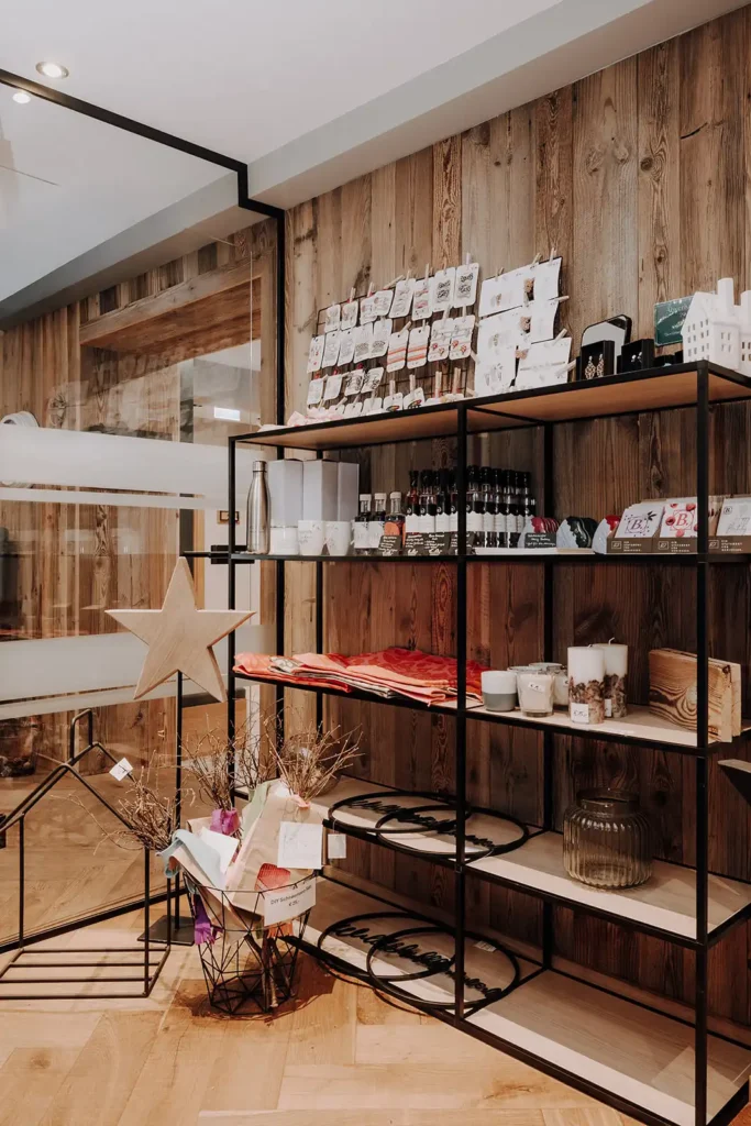 Hair clips, beauty products and even homemade spirits in the Hofgut Shop.